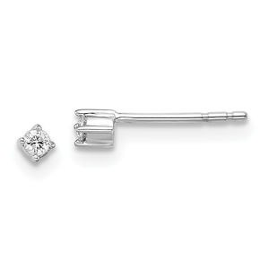 925 Sterling Silver Rhodium-plated Diamond Stud Post Earrings